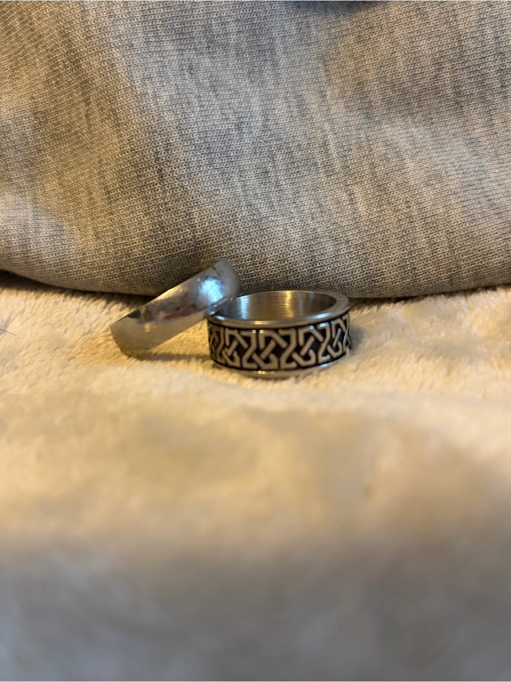 Sterling-Look Celtic Pattern Stainless Rings - Silver Tone